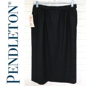 NEW! Pendleton 10P 100% Virgin Wool Straight Skirt Black Solid